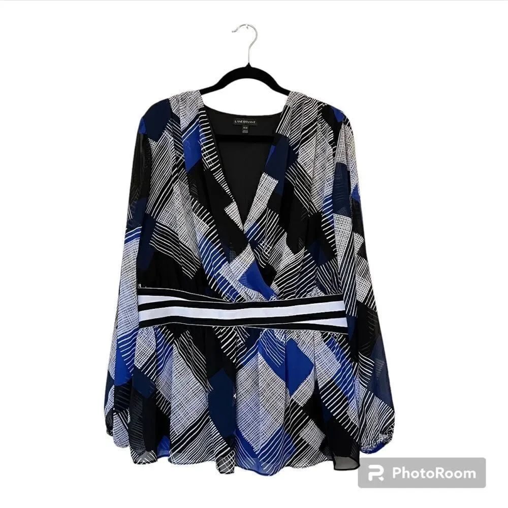 LANE BRYANT V-neck Long Sheer Sleeve Blouse Size 18/20